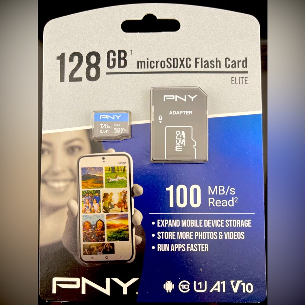 PNY 128GB microSDXC Flash Drive – 100MB/s With Adapter